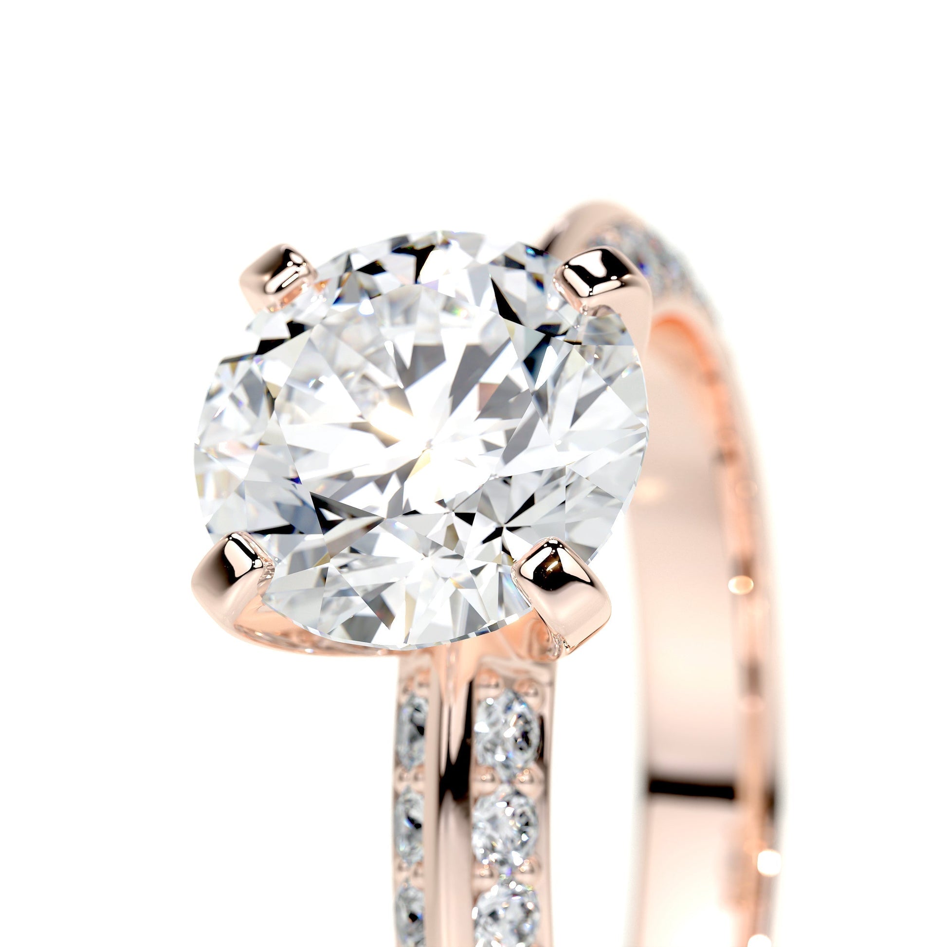 2.0 CT Round Lab Grown Diamond Pave Splendor Engagement Ring 11