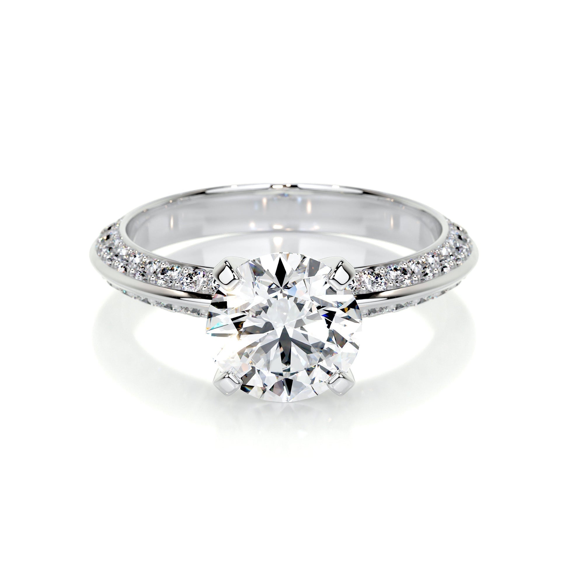 2.0 CT Round Lab Grown Diamond Pave Splendor Engagement Ring 1