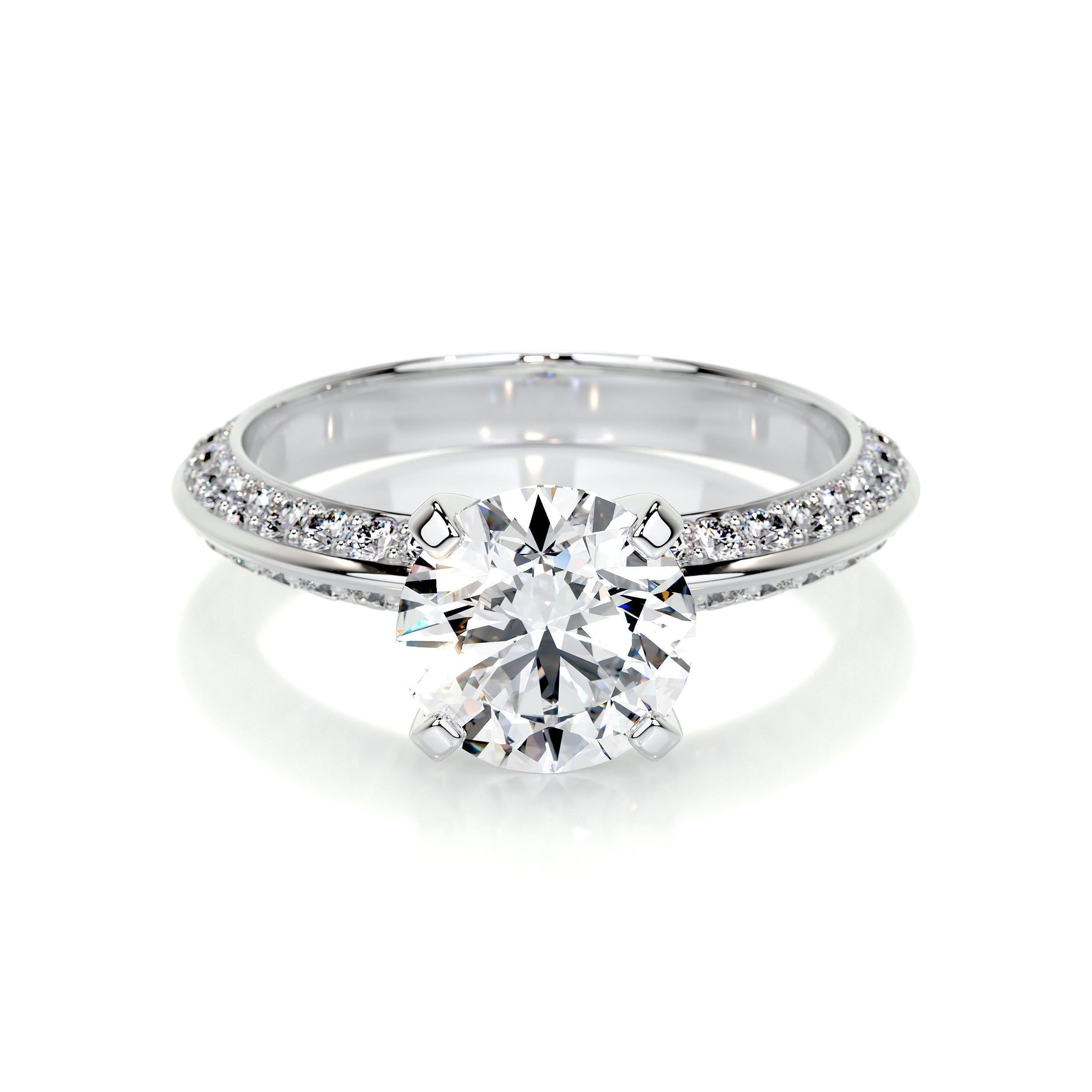 2.0 CT Round Lab Grown Diamond Pave Splendor Engagement Ring