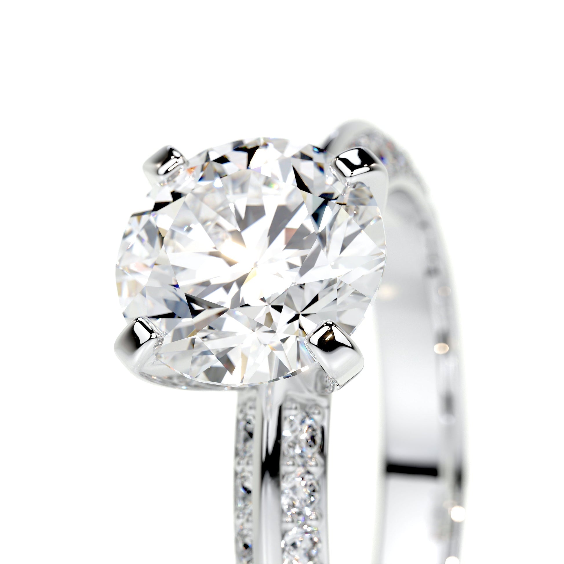 2.0 CT Round Lab Grown Diamond Pave Splendor Engagement Ring 3