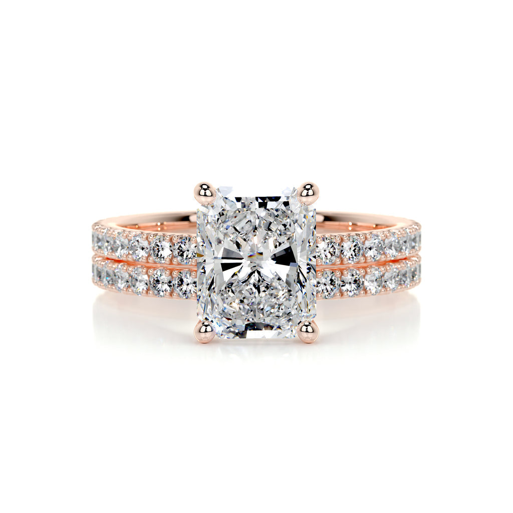 1.50 CT Radiant Cut Lab Grown Diamond Bridal Ring Set 13