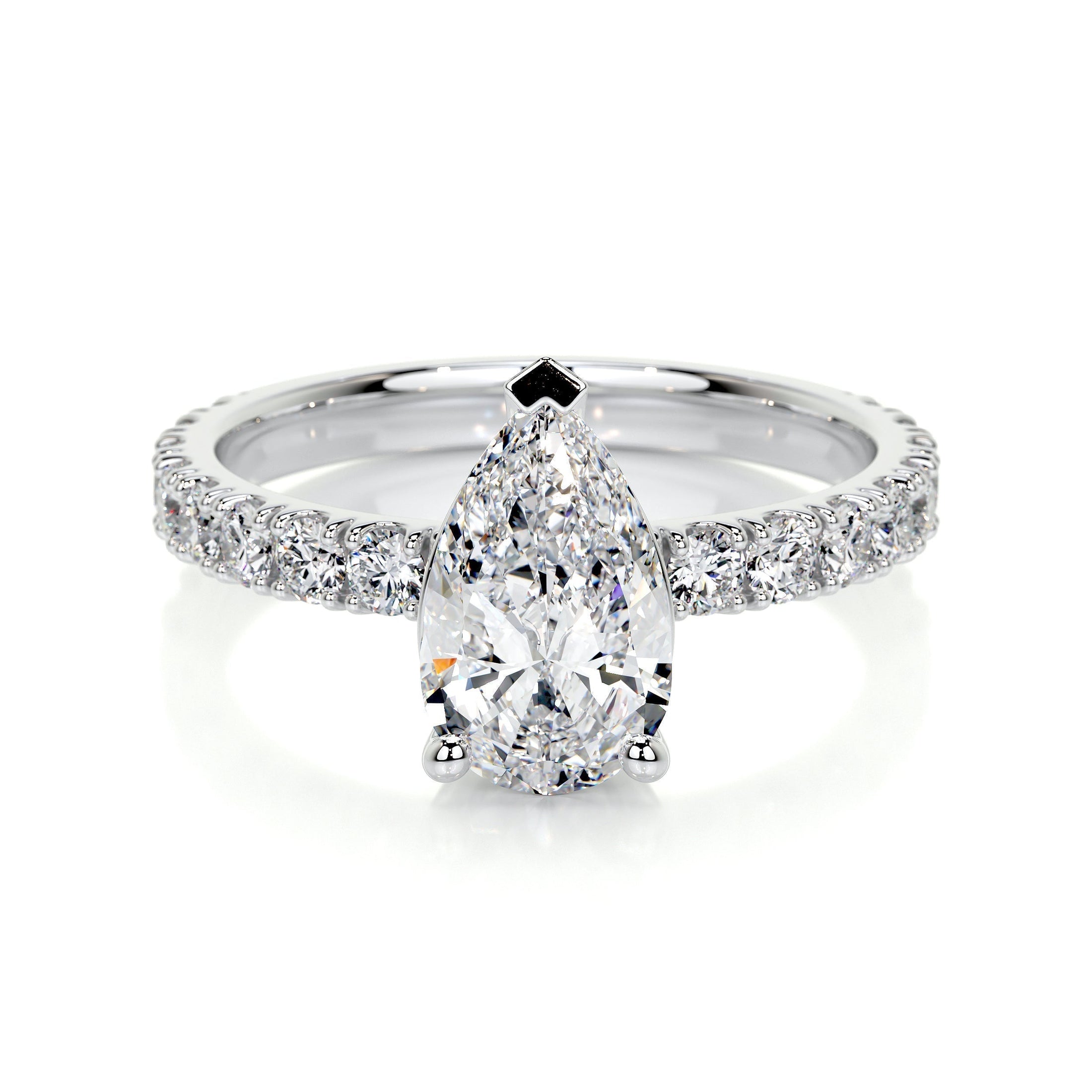 1.50 CT Pear Lab Grown Diamond Hidden Halo Engagement Ring - Radiant Elegance