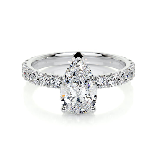 1.50 CT Pear Lab Grown Diamond Hidden Halo Engagement Ring - Radiant Elegance