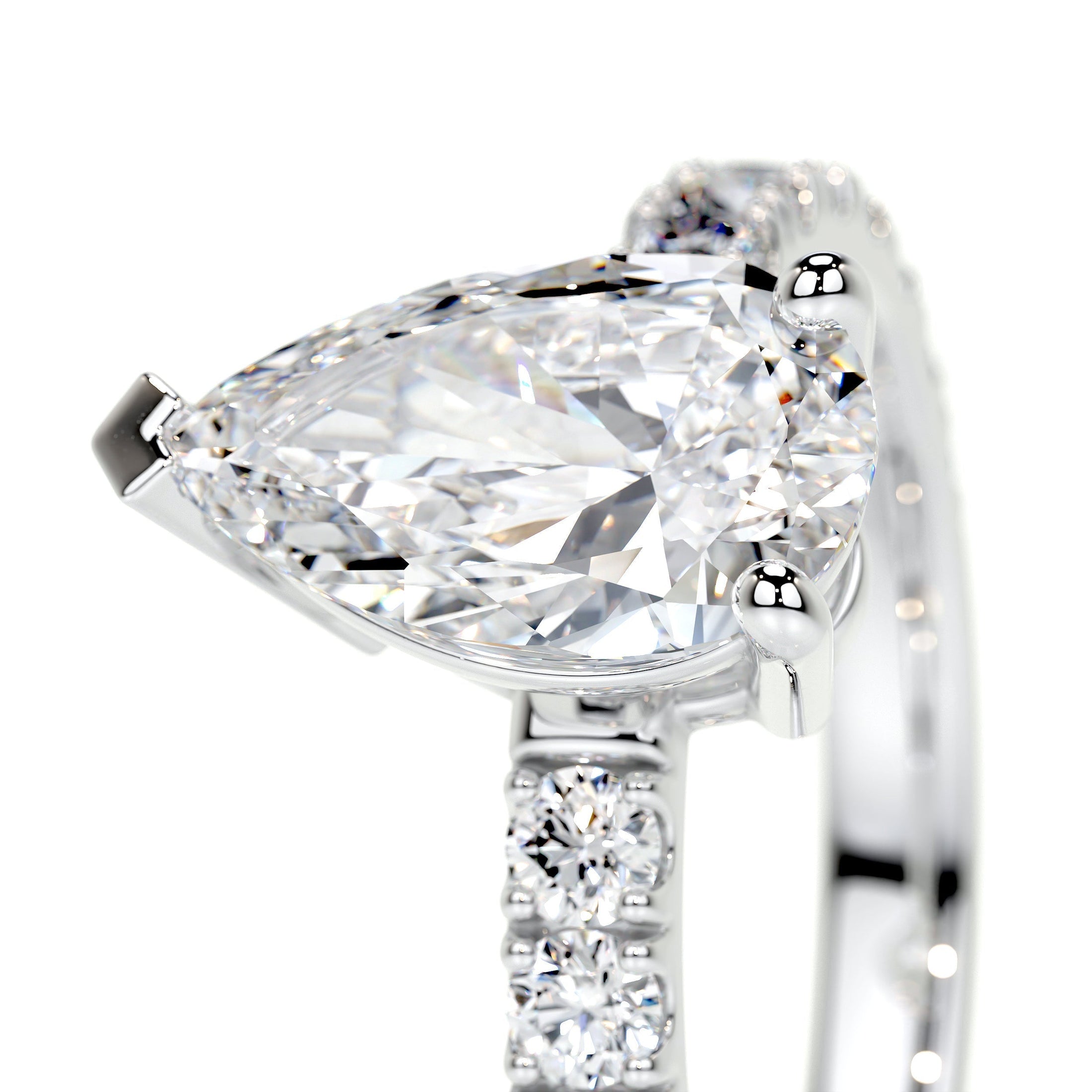 1.50 CT Pear Cut Lab Grown Diamond Pave Engagement Ring