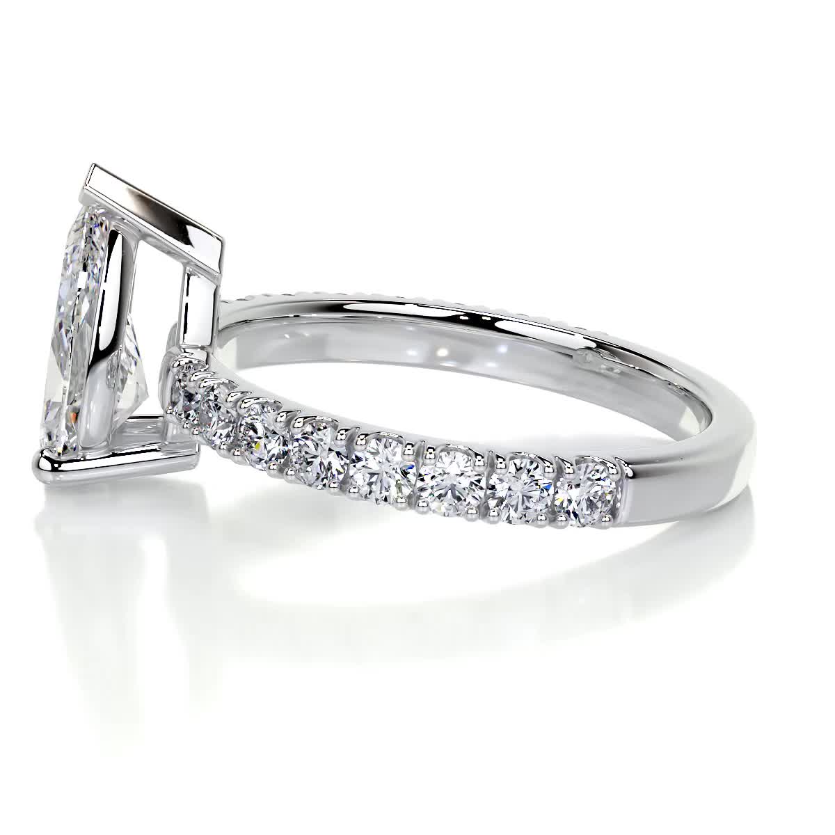 1.50 CT Pear Cut Lab Grown Diamond Pave Engagement Ring