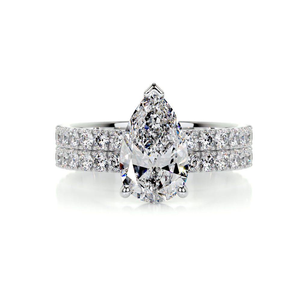 2.0 CT Pear Shaped Lab Grown Diamond Elegant Bridal Set