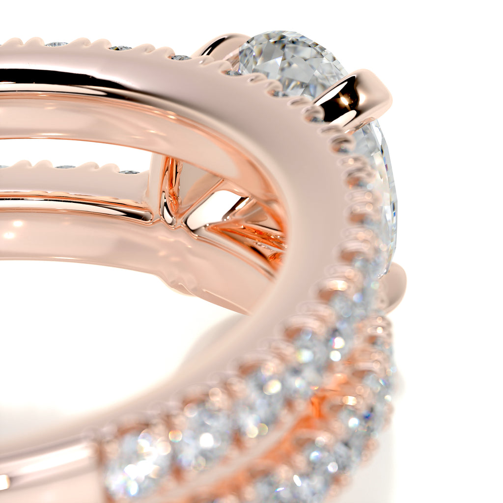 1.0 CT Oval Lab Grown Diamond Pave  Bridal Ring Set 15