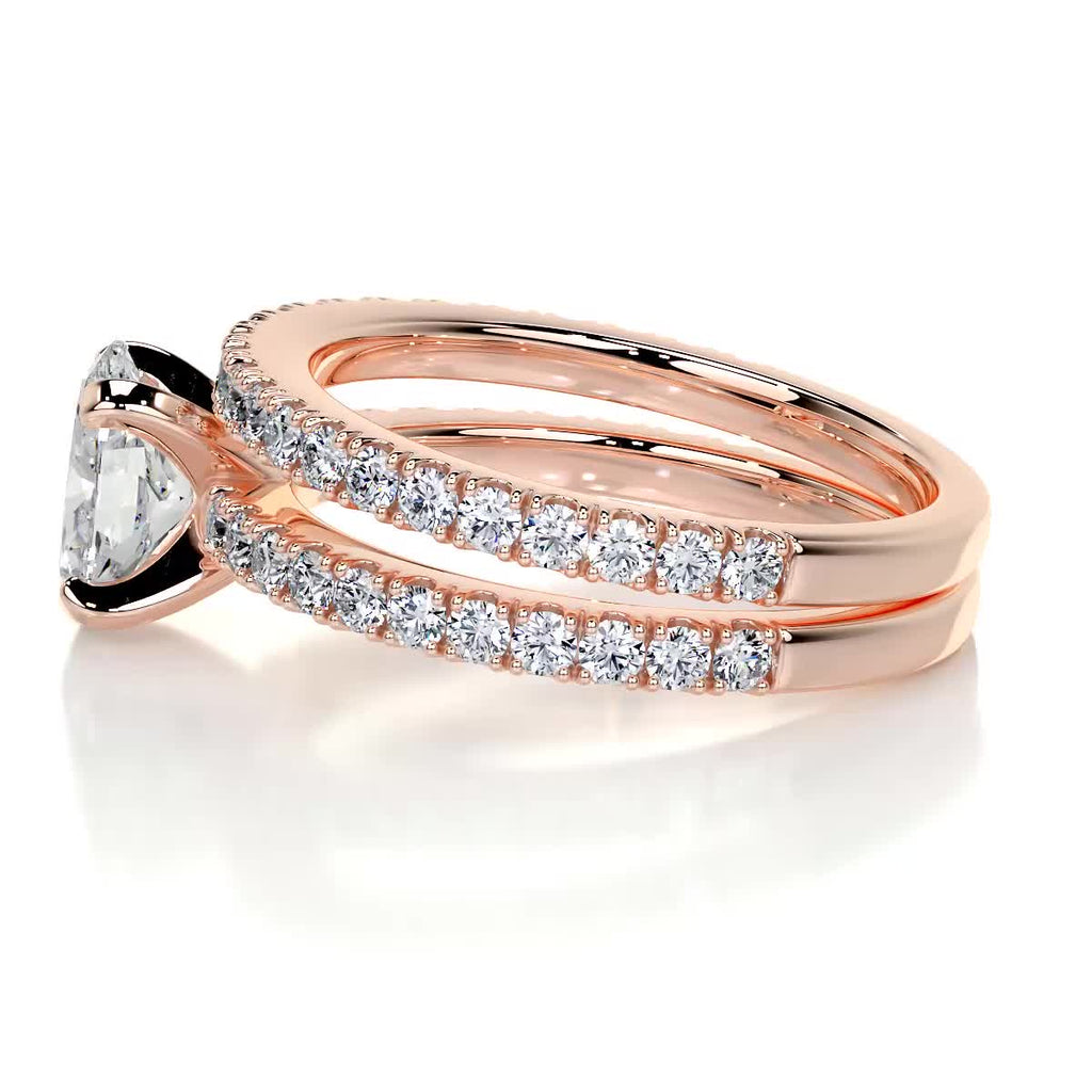 1.0 CT Oval Lab Grown Diamond Pave  Bridal Ring Set 17