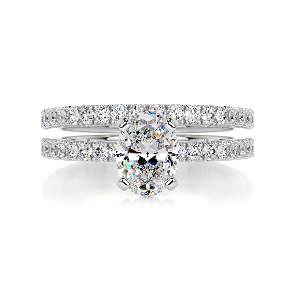 1.0 CT Oval Lab Grown Diamond Pave  Bridal Ring Set 1