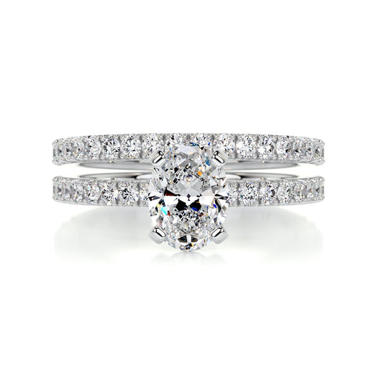 1.0 CT Oval Lab Grown Diamond Pave  Bridal Ring Set