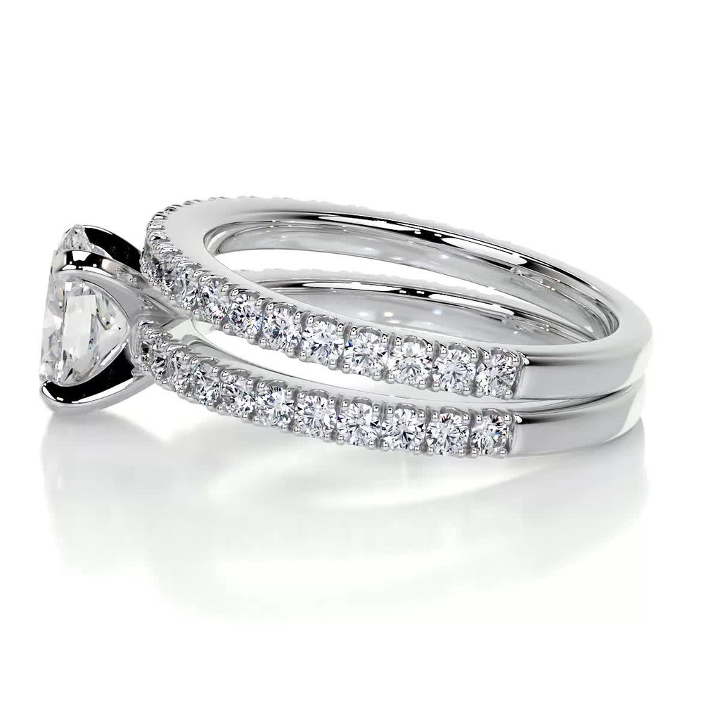 1.0 CT Oval Lab Grown Diamond Pave  Bridal Ring Set 6