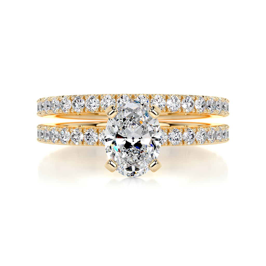 1.0 CT Oval Lab Grown Diamond Pave  Bridal Ring Set 8