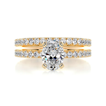 1.0 CT Oval Lab Grown Diamond Pave  Bridal Ring Set 8