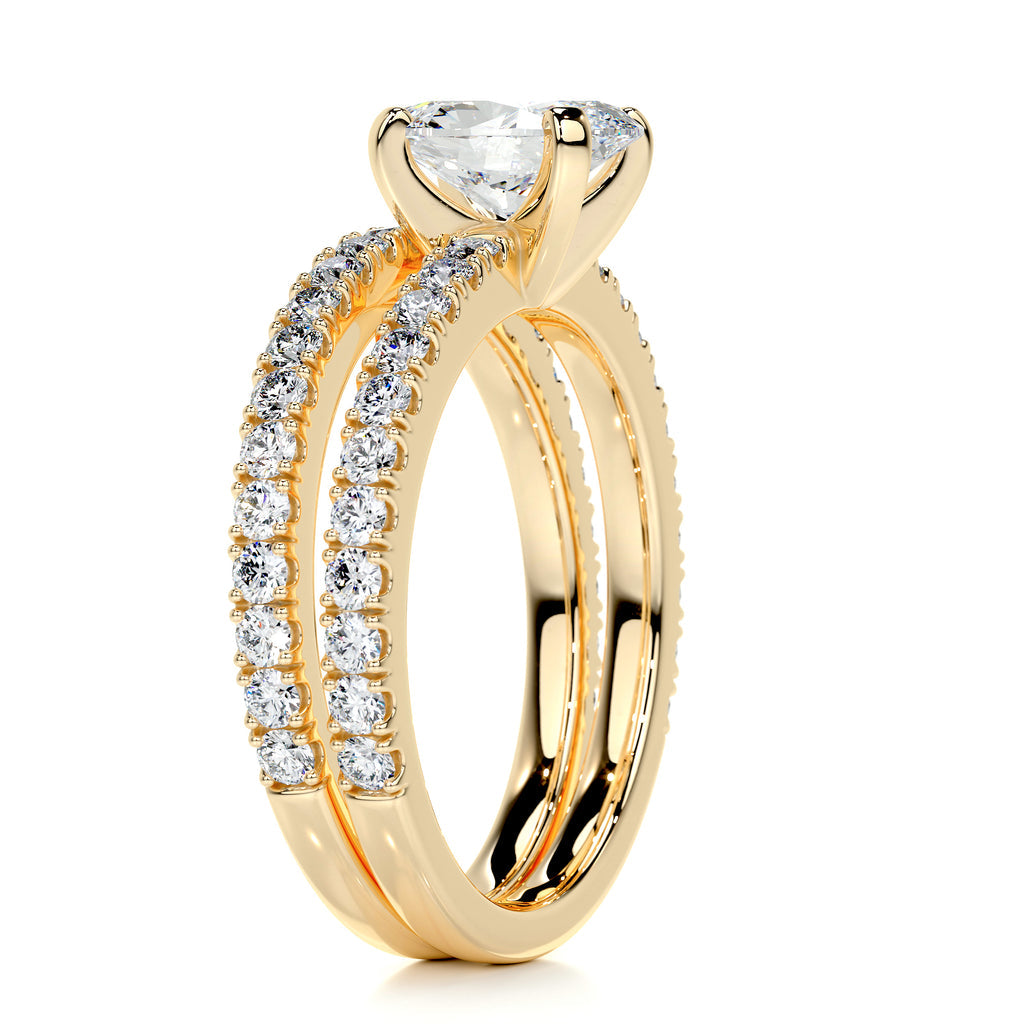 1.0 CT Oval Lab Grown Diamond Pave  Bridal Ring Set 12