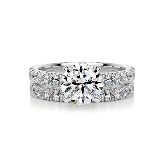 1.50 CT Round Lab Grown Diamond Solitaire Bridal Ring Duo