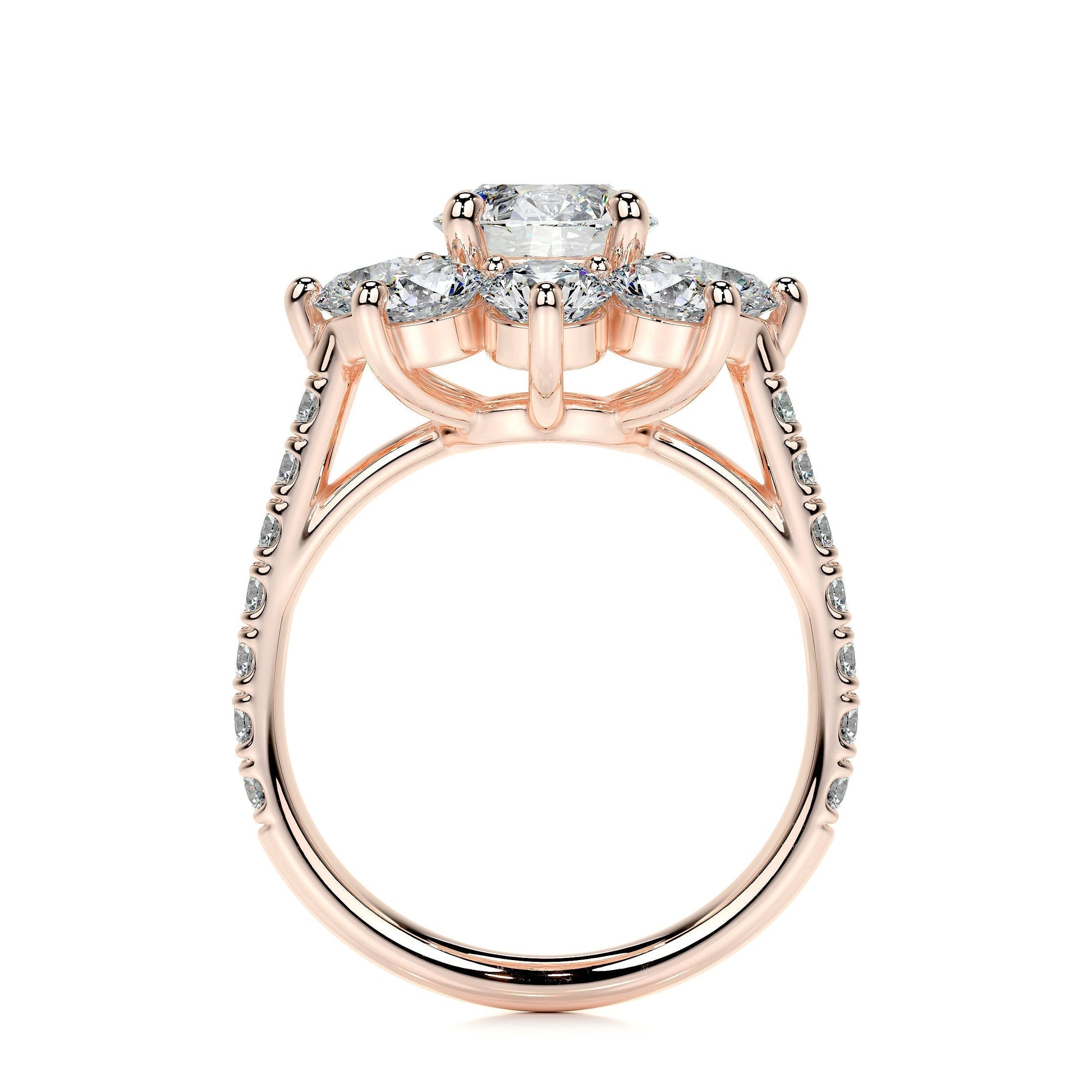 0.80 CT Round Floral Halo CVD H/SI1 Diamond Engagement Ring 15