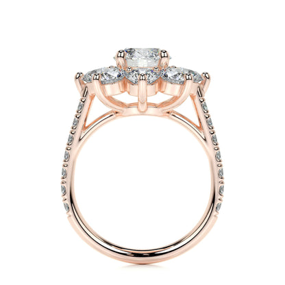 0.80 CT Round Floral Halo CVD H/SI1 Diamond Engagement Ring 15
