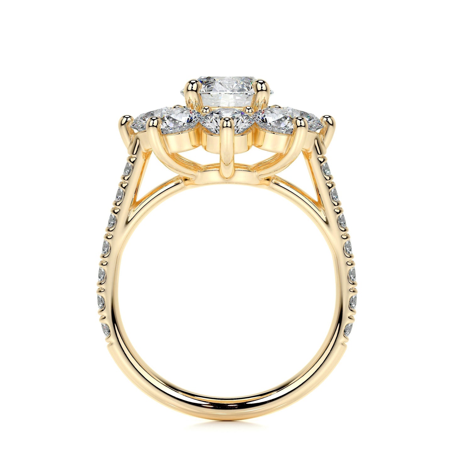 0.80 CT Round Floral Halo CVD H/SI1 Diamond Engagement Ring 11