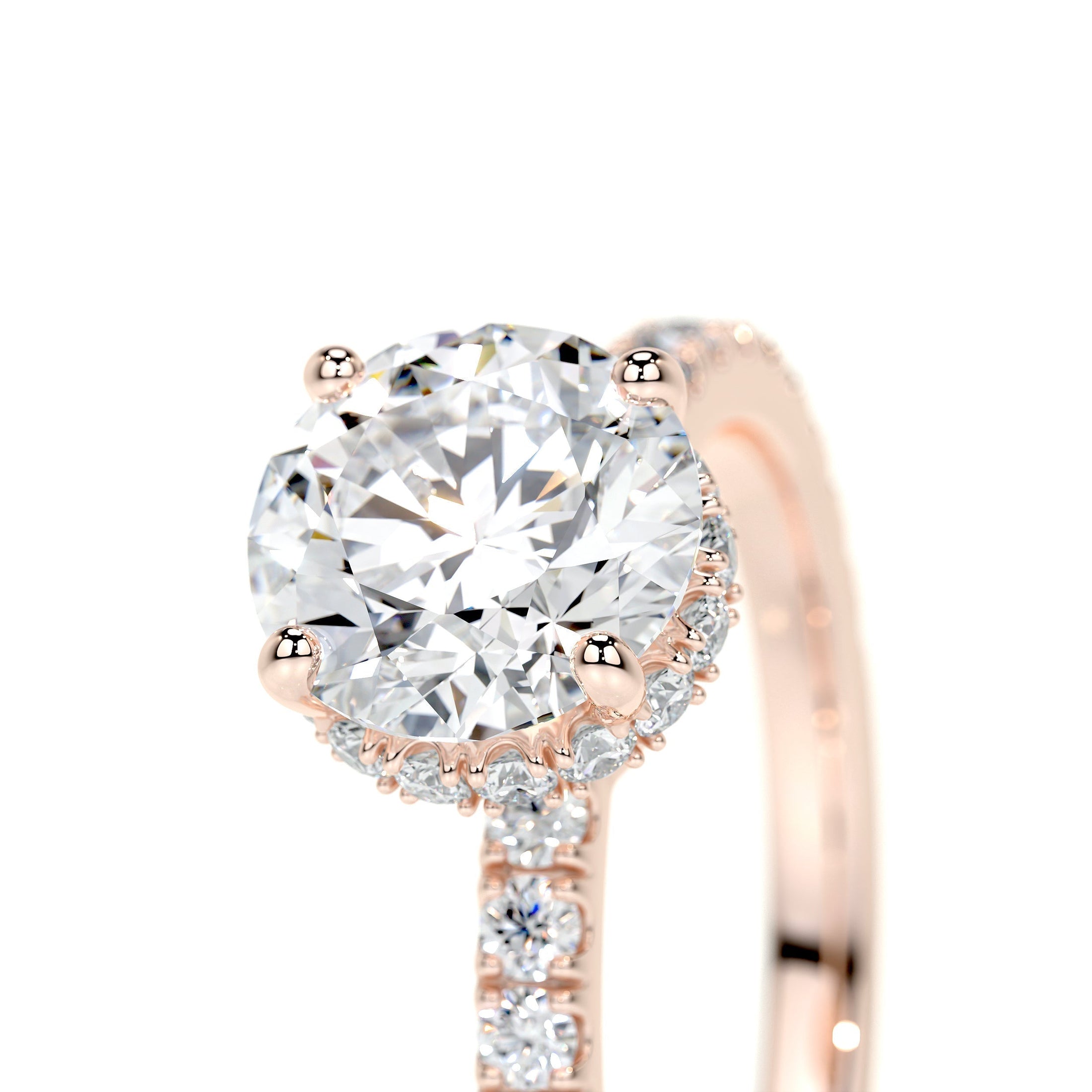 1.0 CT Round Lab Grown Diamond Hidden Halo Pave Engagement Ring