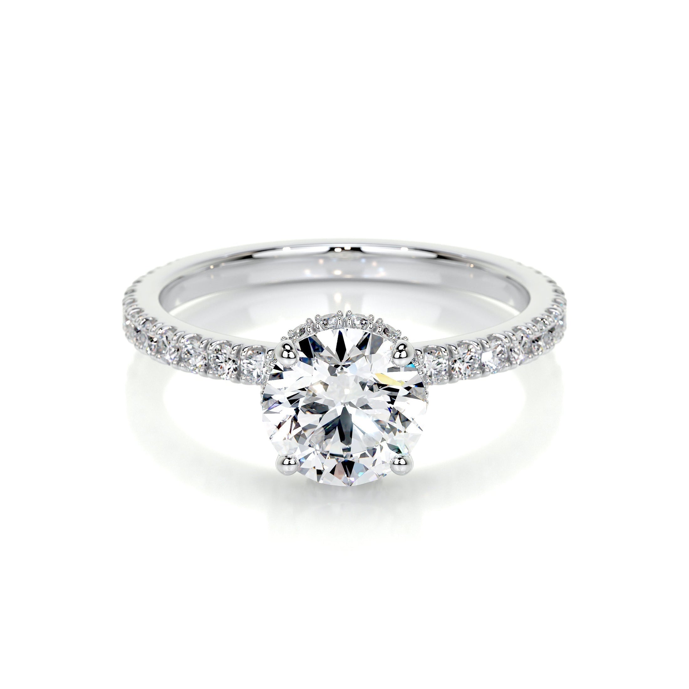 1.0 CT Round Lab Grown Diamond Hidden Halo Pave Engagement Ring 1