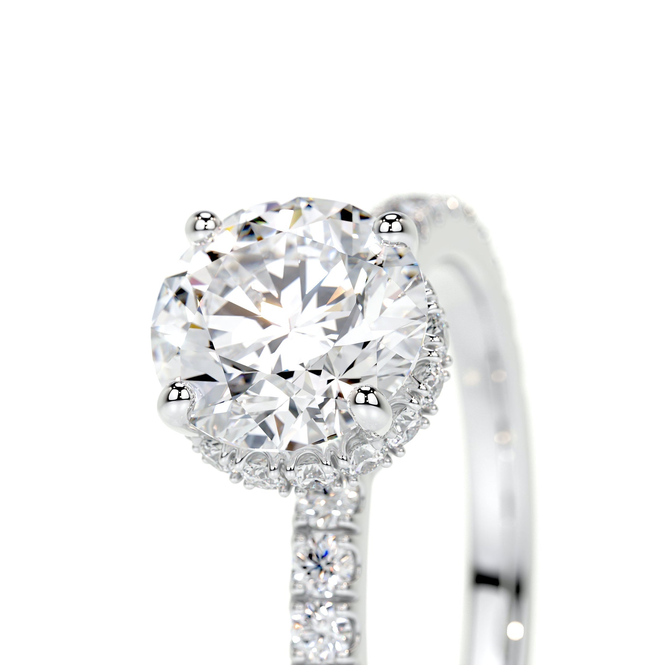 1.0 CT Round Lab Grown Diamond Hidden Halo Pave Engagement Ring 2