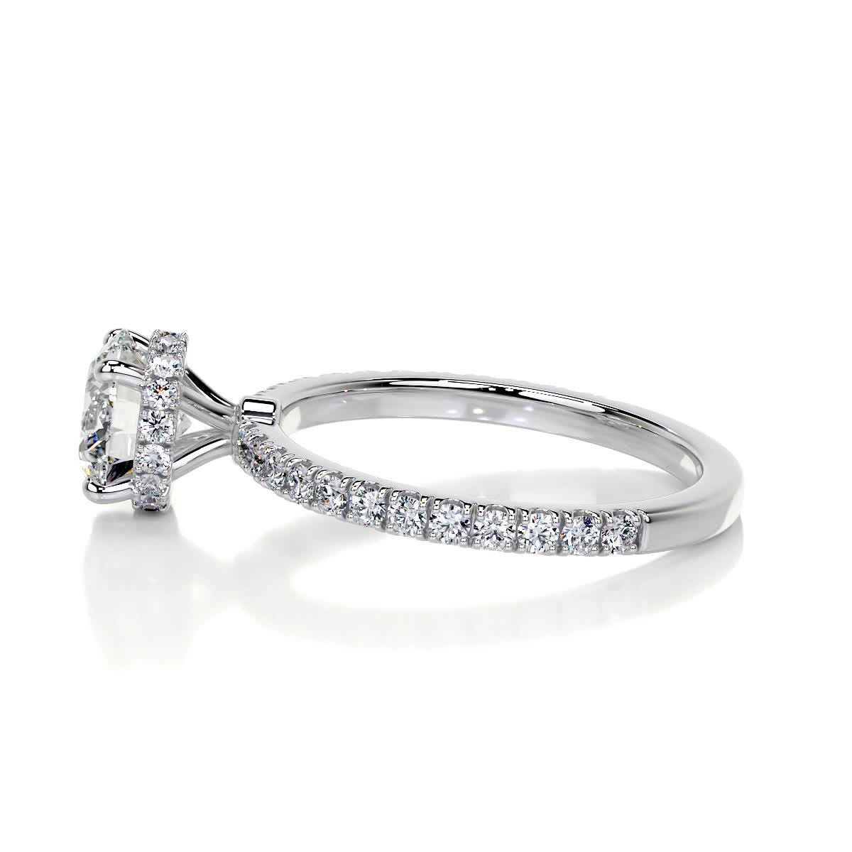 1.0 CT Round Lab Grown Diamond Hidden Halo Pave Engagement Ring