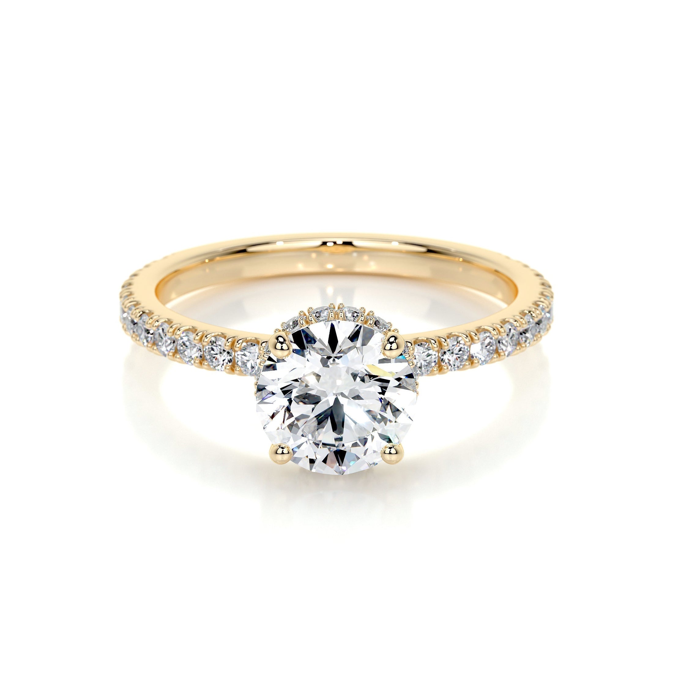 1.0 CT Round Lab Grown Diamond Hidden Halo Pave Engagement Ring 9