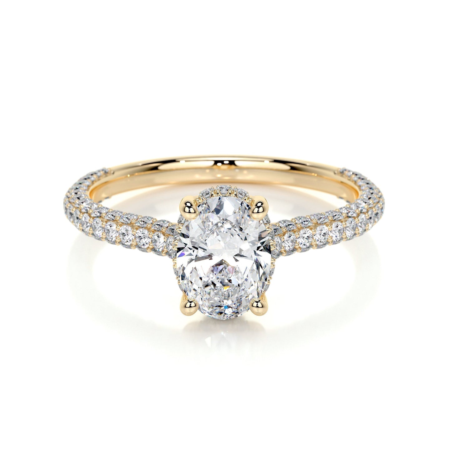 1.20 CT Oval Triple Pave CVD H/SI1 Diamond Engagement Ring 7