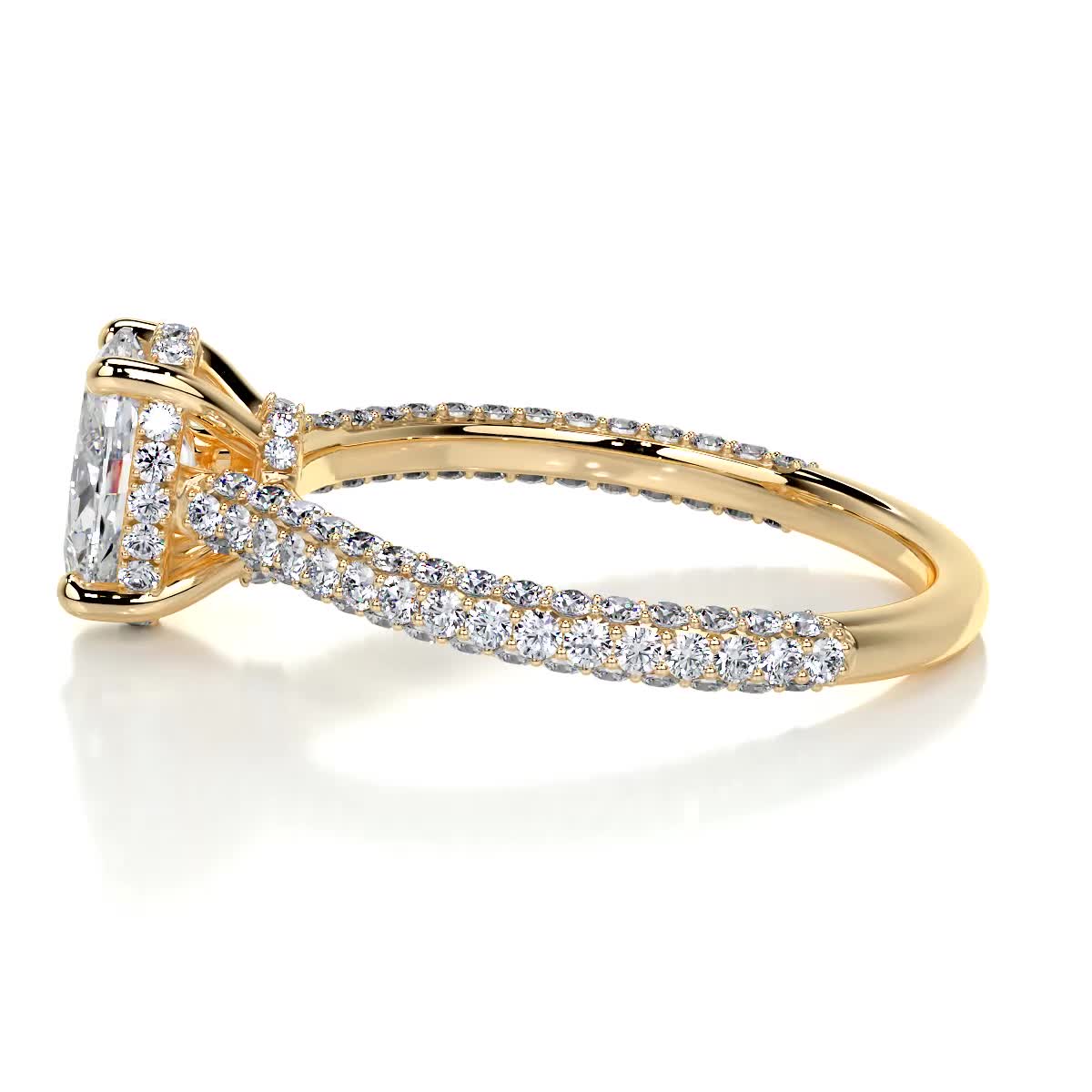 1.20 CT Oval Lab Grown Diamond Triple Pave Gold Engagement Ring