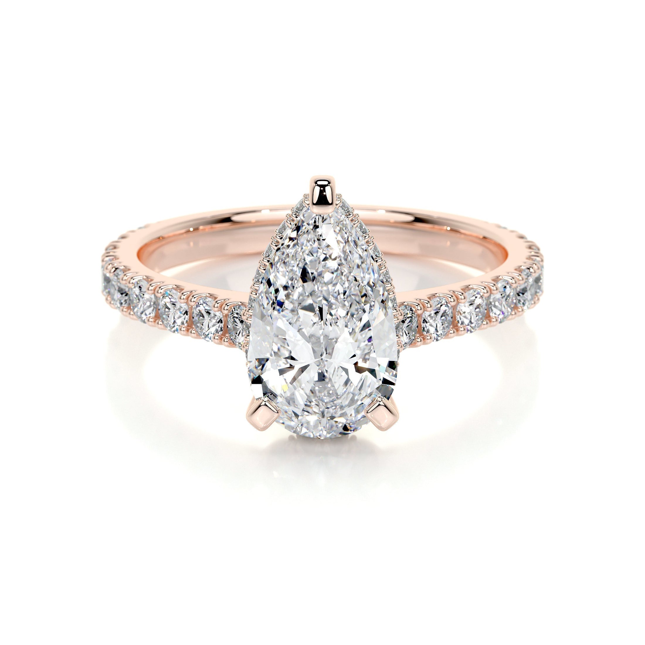 1.50 CT Pear Lab Grown Diamond Hidden Halo Engagement Ring