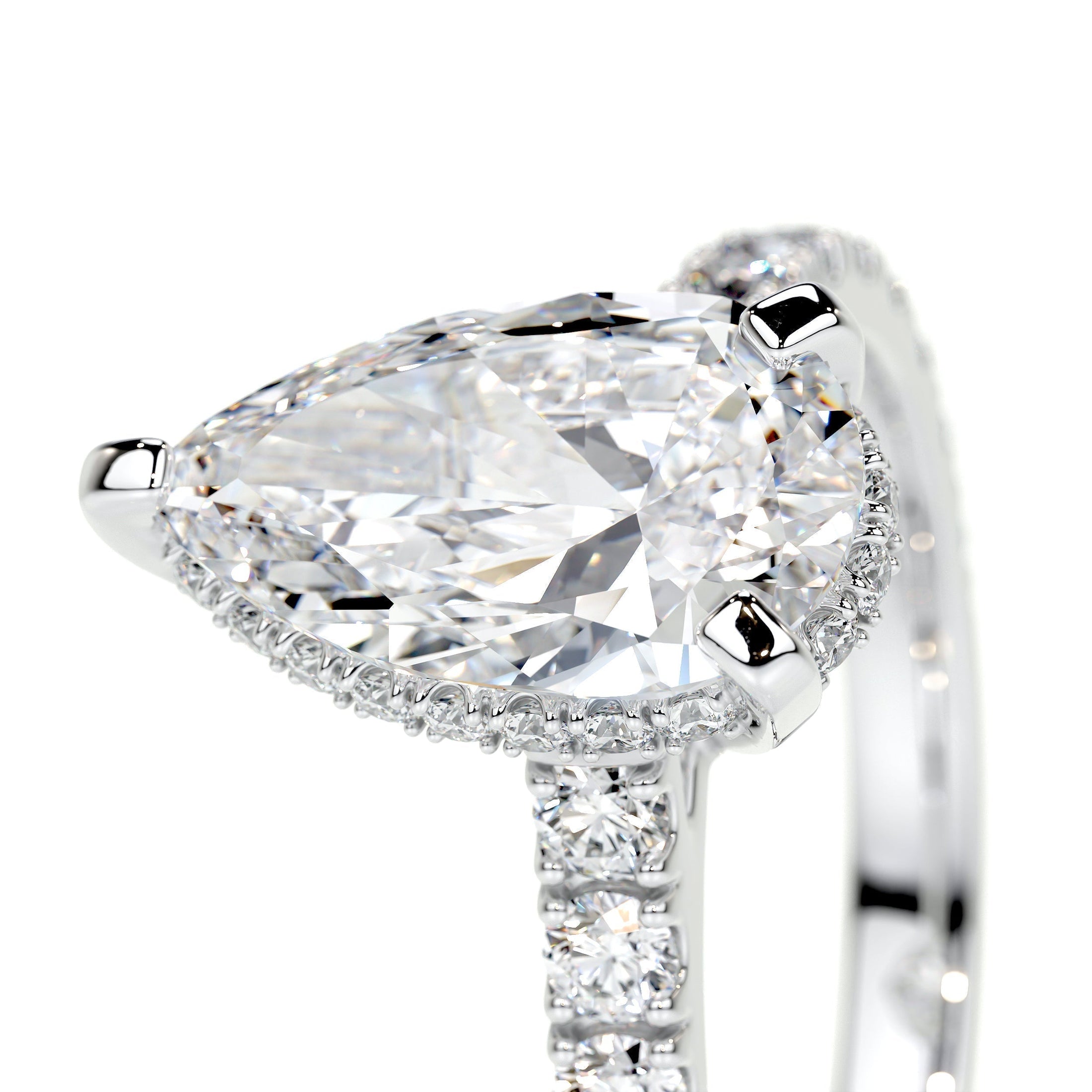 1.50 CT Pear Lab Grown Diamond Hidden Halo Engagement Ring