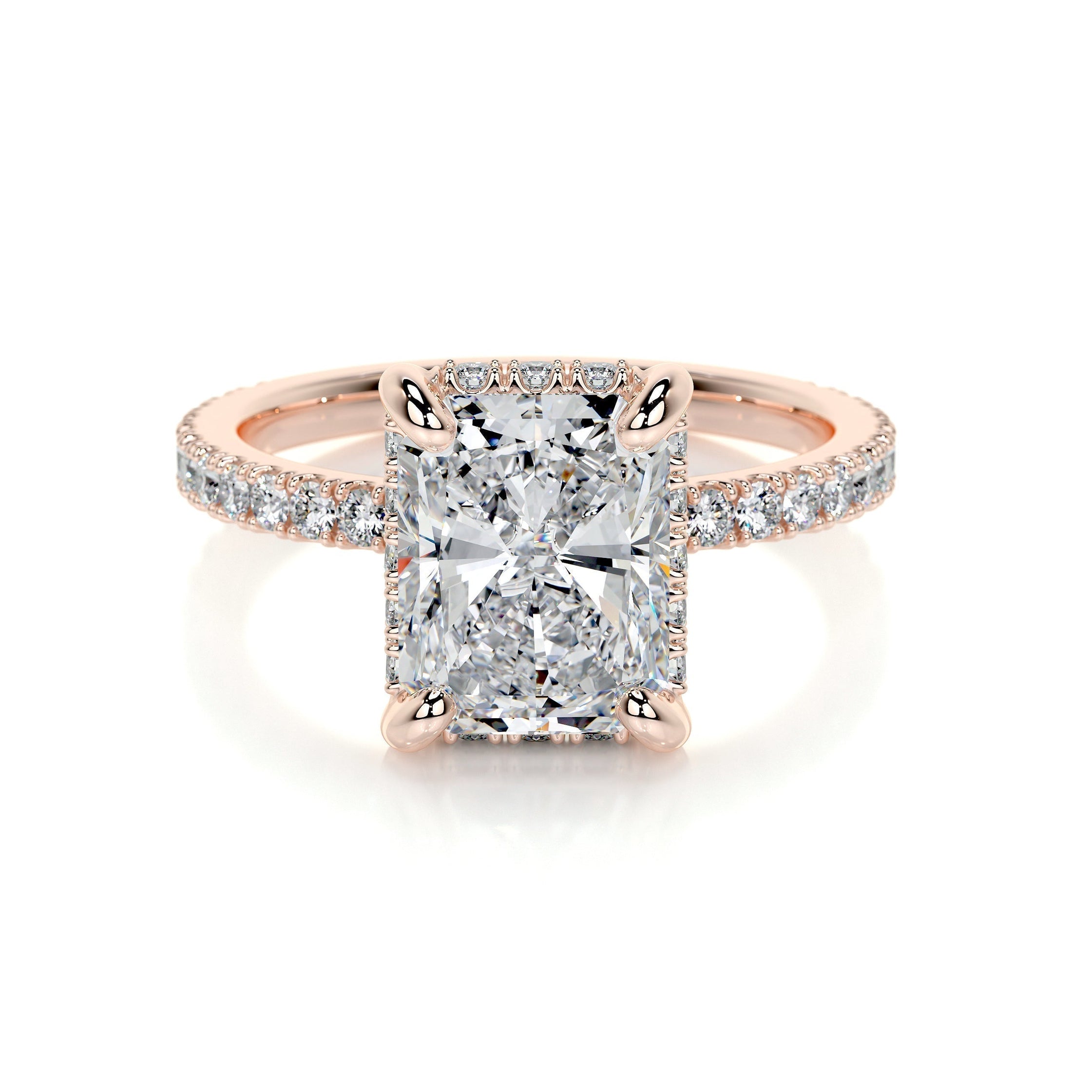 2.0 CT Radiant Lab-Grown Diamond Hidden Halo Elegance Ring