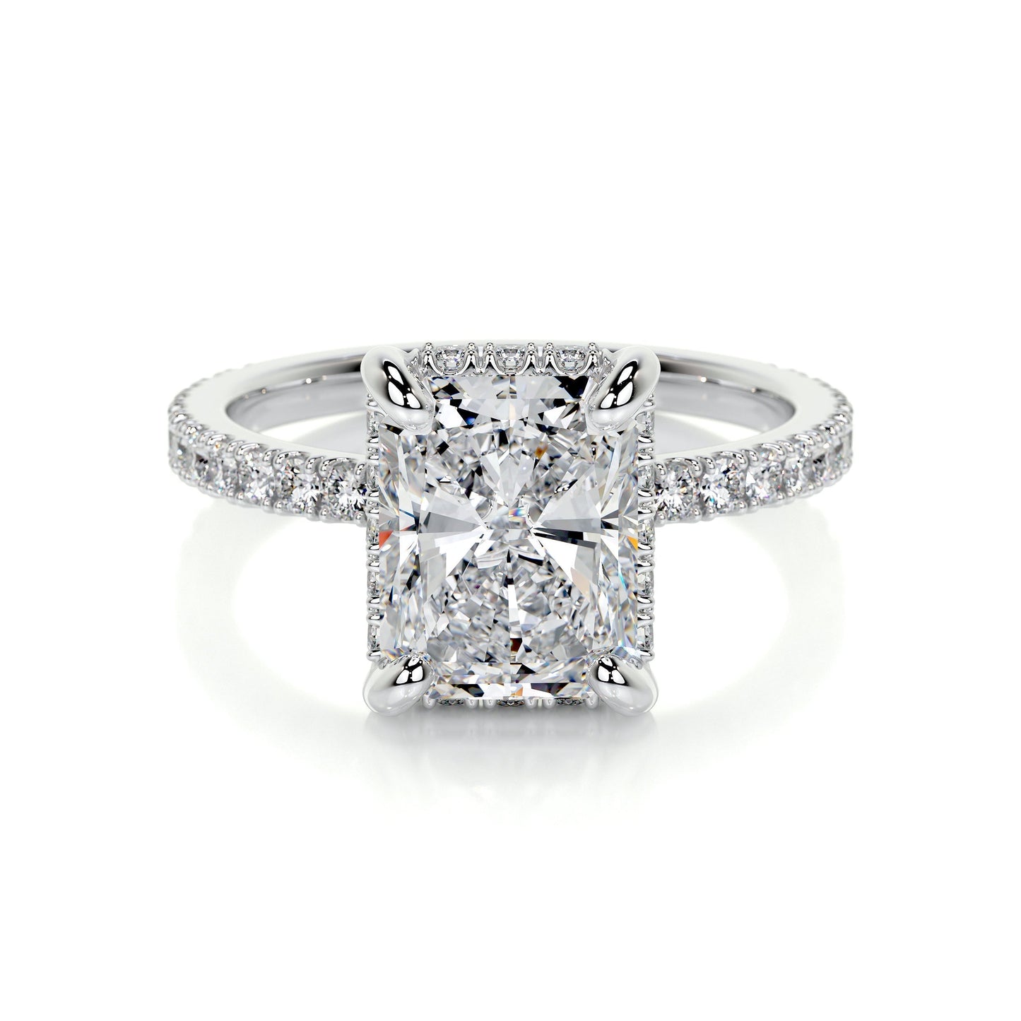 2.0 CT Radiant Lab-Grown Diamond Hidden Halo Elegance Ring 1