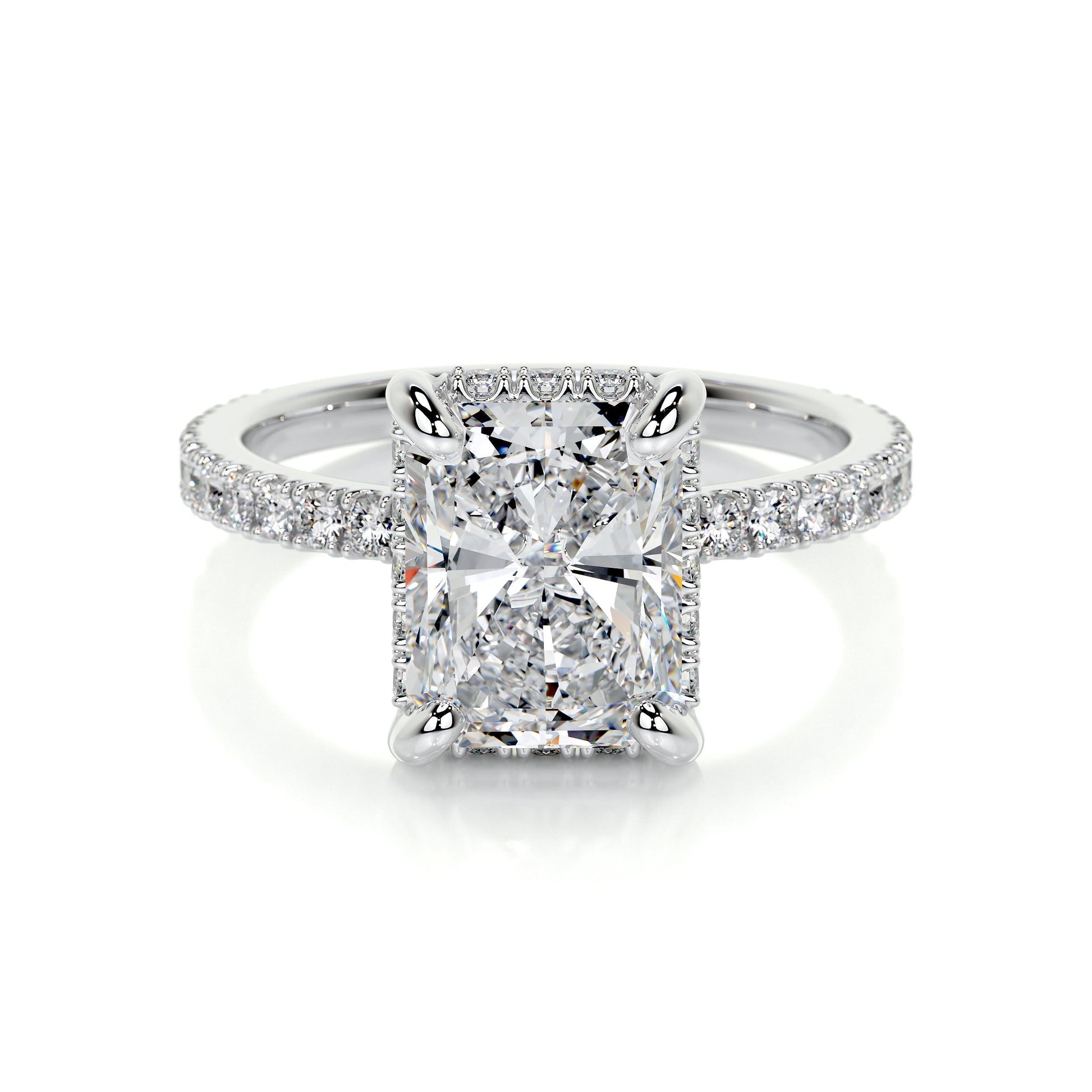 2.0 CT Radiant Lab-Grown Diamond Hidden Halo Elegance Ring 1