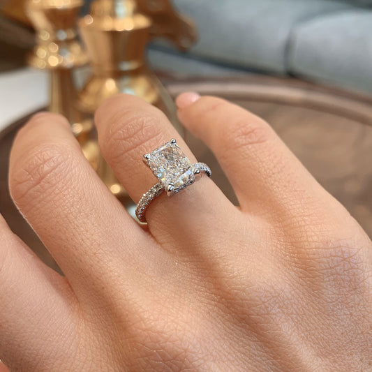 2.0 CT Radiant Lab-Grown Diamond Hidden Halo Elegance Ring