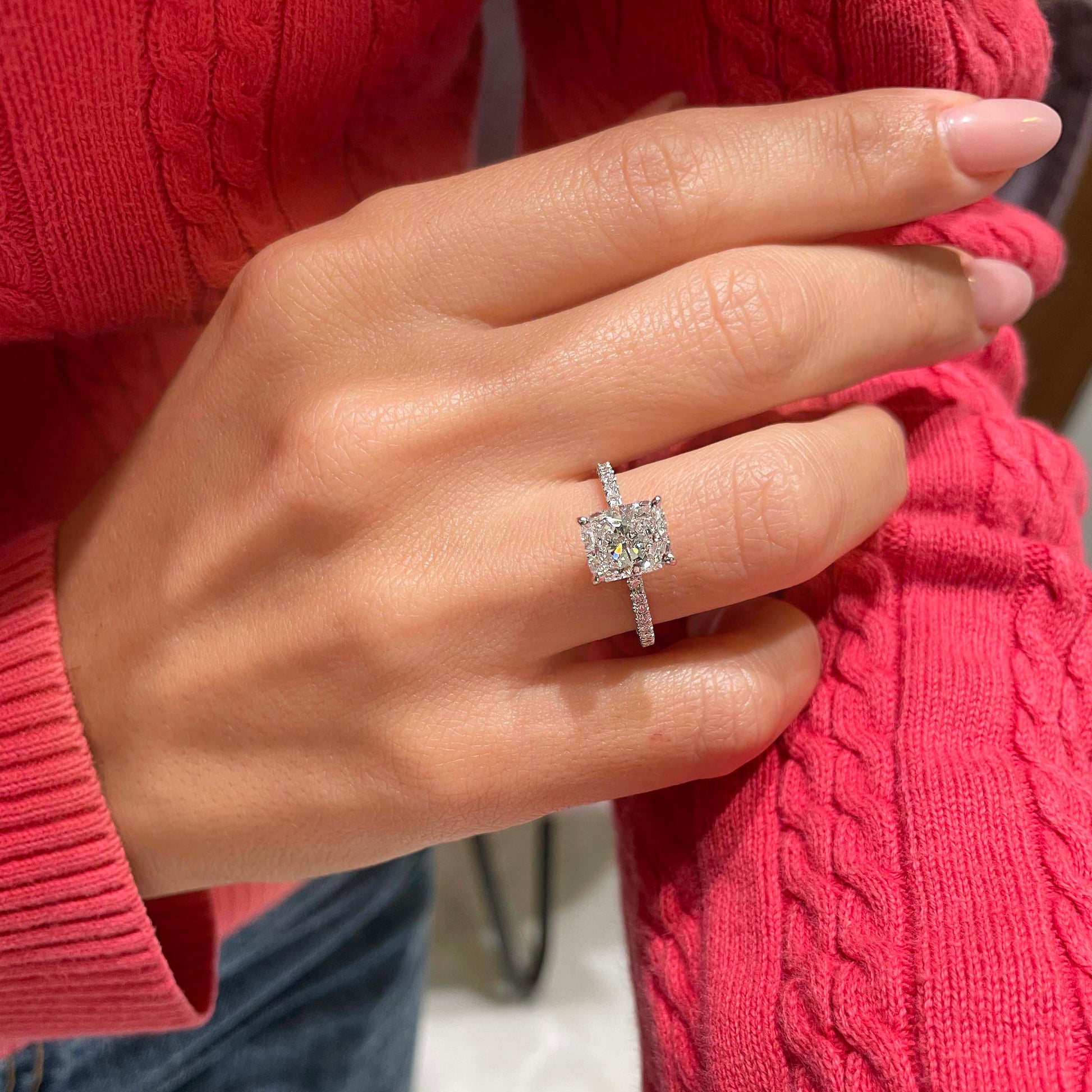 2.0 CT Radiant Lab-Grown Diamond Hidden Halo Elegance Ring 17