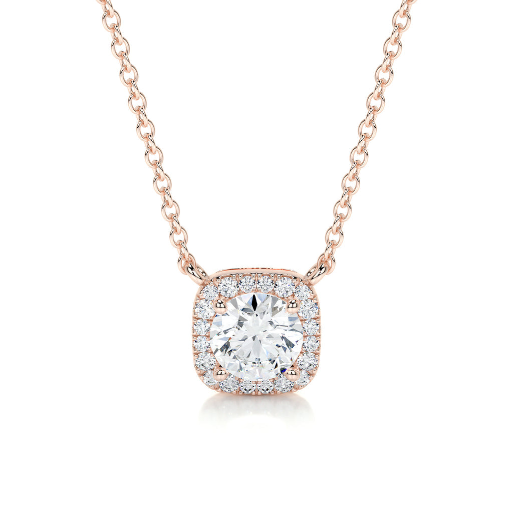 1.0 CT Round Lab Grown Diamond Halo Necklace