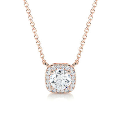 1.0 CT Round Lab Grown Diamond Halo Necklace 4