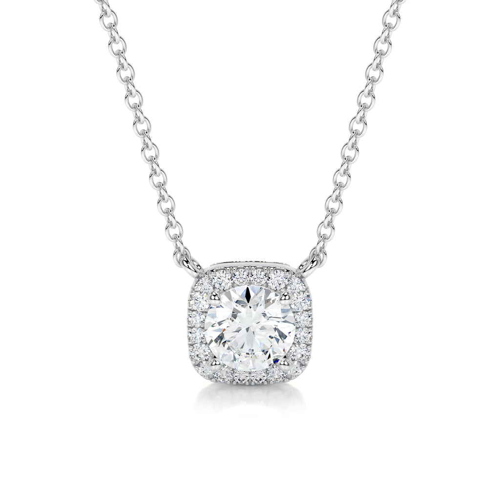 1.0 CT Round Lab Grown Diamond Halo Necklace 5