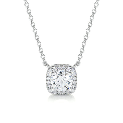 1.0 CT Round Lab Grown Diamond Halo Necklace 5