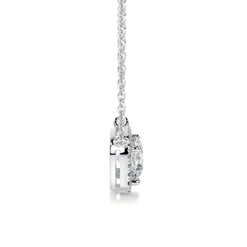 1.0 CT Round Lab Grown Diamond Halo Necklace