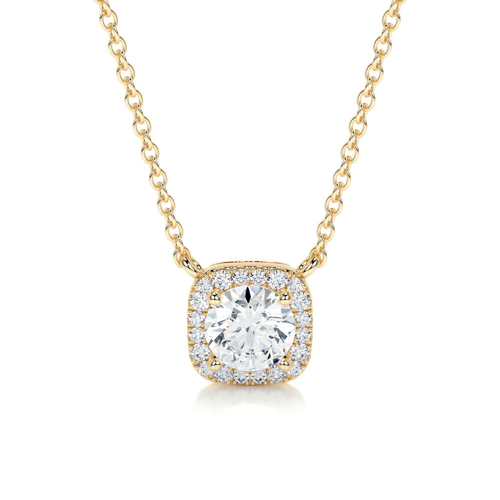 1.0 CT Round Lab Grown Diamond Halo Necklace 1