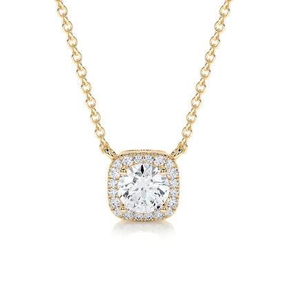 1.0 CT Round Lab Grown Diamond Halo Necklace 1