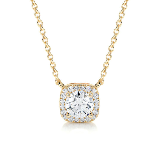 1.0 CT Round Lab Grown Diamond Halo Necklace