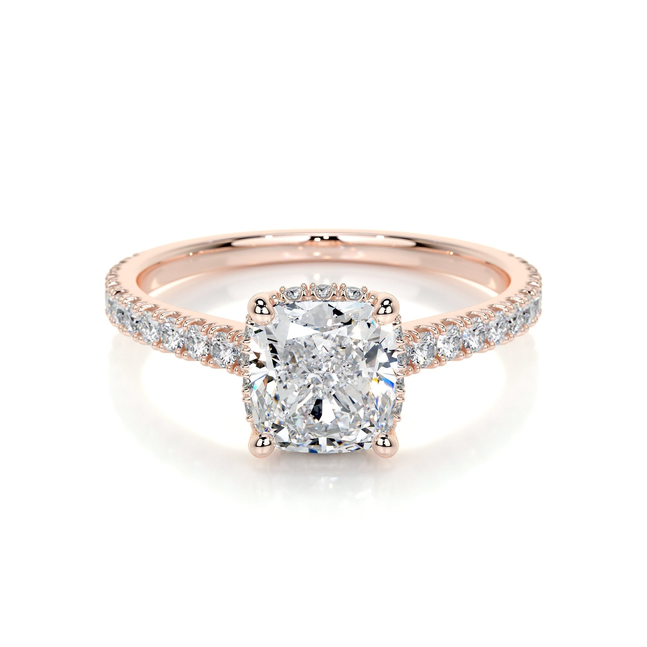 1.50 CT Cushion Cut Lab-Grown Diamond Hidden Halo Engagement Ring