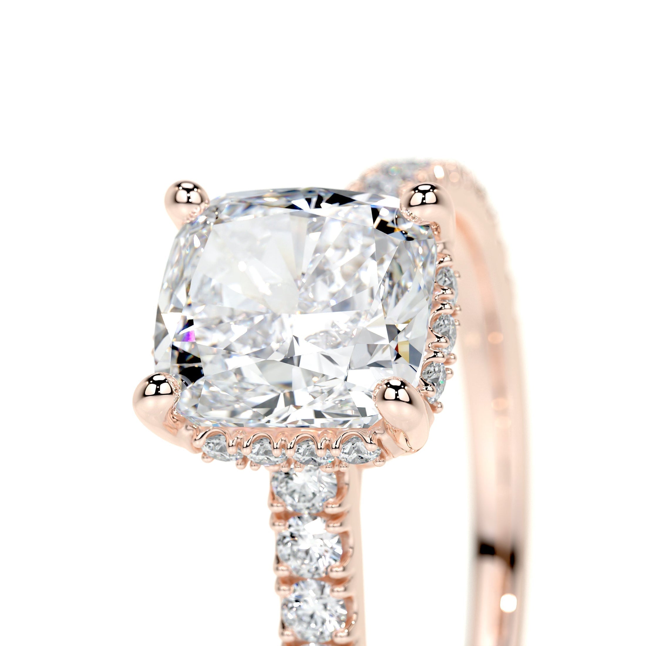 1.50 CT Cushion Cut Lab-Grown Diamond Hidden Halo Engagement Ring