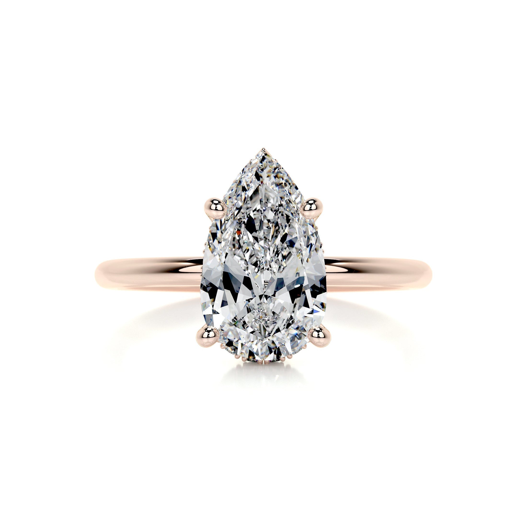 2.0 CT Pear Cut Lab Grown Diamond Engagement Ring with Hidden Halo Elegance