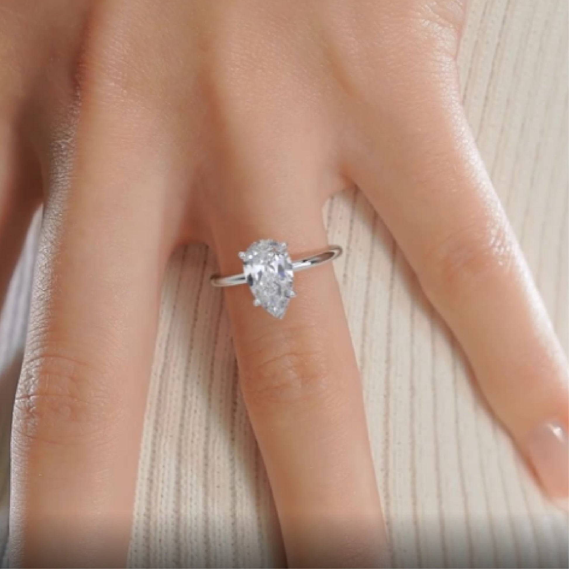 2.0 CT Pear Cut Lab Grown Diamond Engagement Ring with Hidden Halo Elegance 4