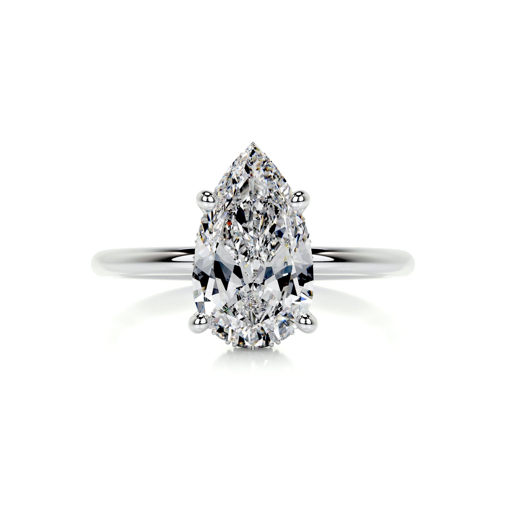 2.0 CT Pear Cut Lab Grown Diamond Engagement Ring with Hidden Halo Elegance 1