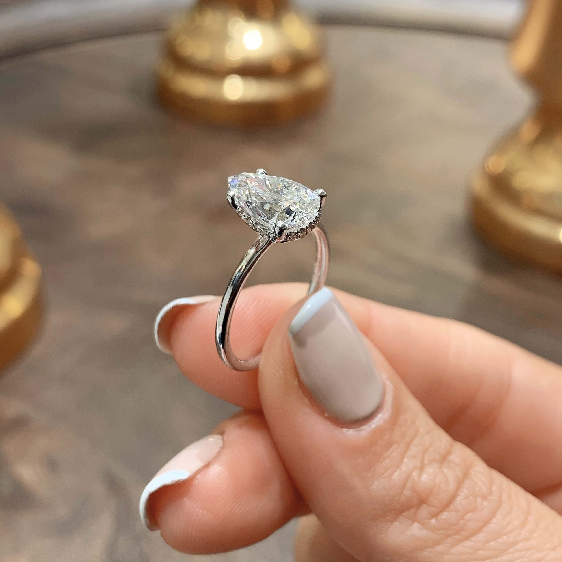 2.0 CT Pear Cut Lab Grown Diamond Engagement Ring with Hidden Halo Elegance 17